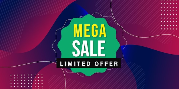 Mega Venta Púrpura Azul Resumen Antecedentes Profesional Diseño Multipropósito Banner