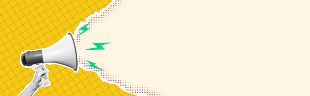 Megáfono en el estilo de dibujos animados abstractos y vibrantes