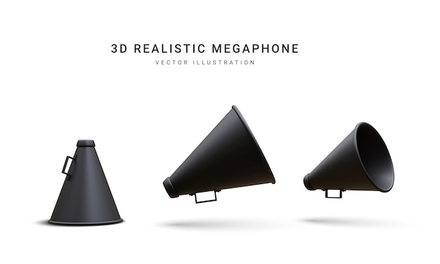 Megáfono realista 3d con sombra aislada sobre fondo claro ilustración vectorial