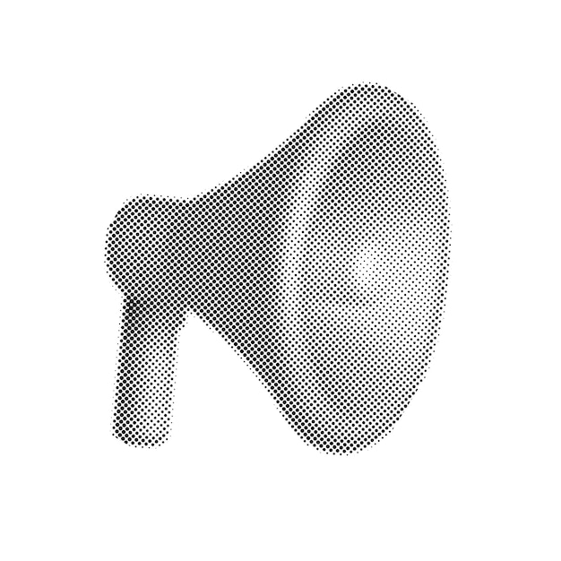 Megáfono vintage con punto de medio tono elemento aislado altavoz 3D para anuncios o público