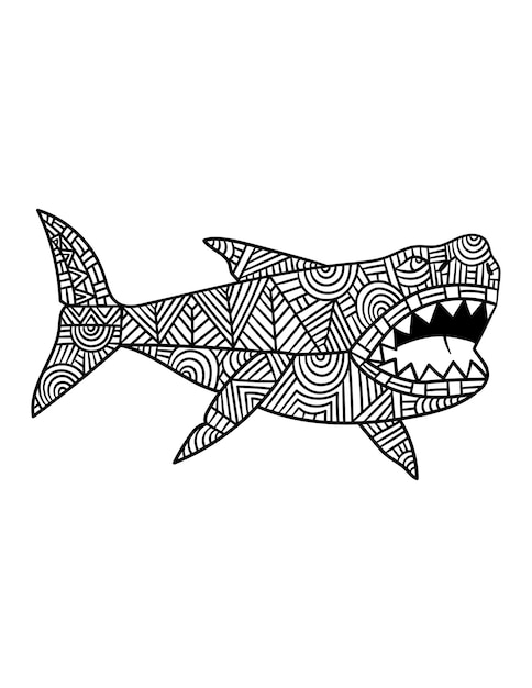 megalodon mandala para colorear para adultos