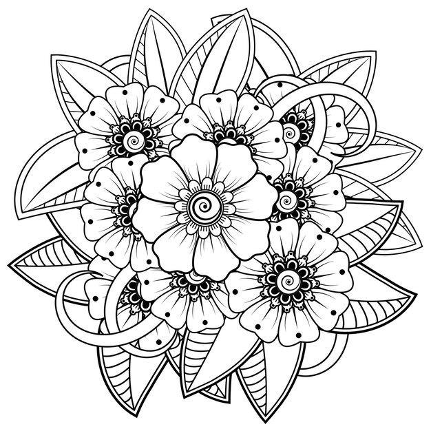 mehndi flor adorno decorativo en estilo étnico oriental doodle ornamento contorno dibujar a mano