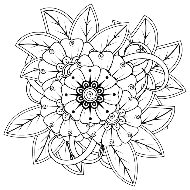 mehndi flor adorno decorativo en estilo étnico oriental doodle ornamento contorno dibujar a mano