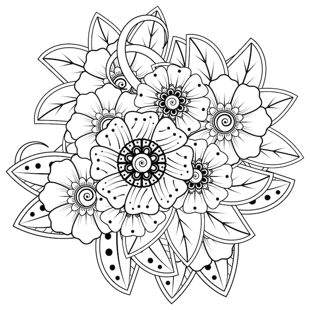 Vector mehndi flor adorno decorativo en estilo étnico oriental doodle ornamento contorno dibujar a mano