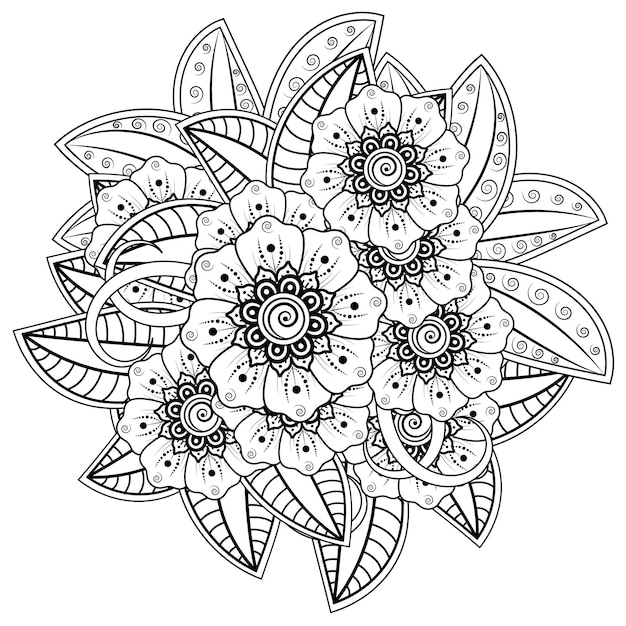 Vector mehndi flor adorno decorativo en estilo étnico oriental doodle ornamento contorno dibujar a mano