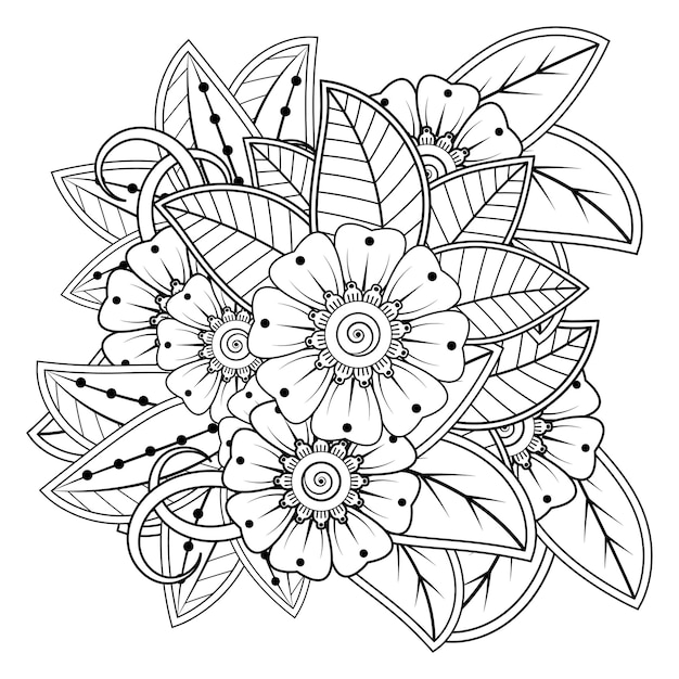 Vector mehndi flor adorno decorativo en estilo étnico oriental doodle ornamento contorno dibujar a mano