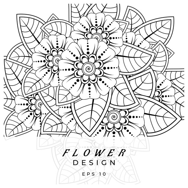 Mehndi flor adorno decorativo en estilo étnico oriental doodle ornamento contorno dibujar a mano