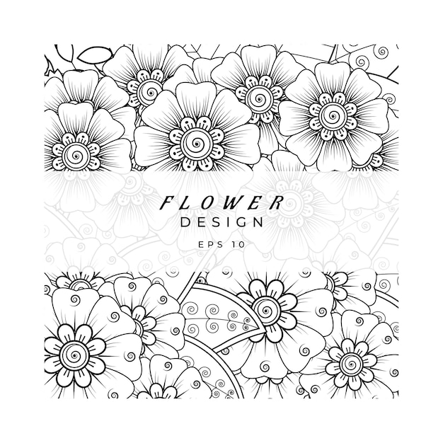 mehndi flor adorno decorativo en estilo étnico oriental doodle ornamento contorno dibujar a mano
