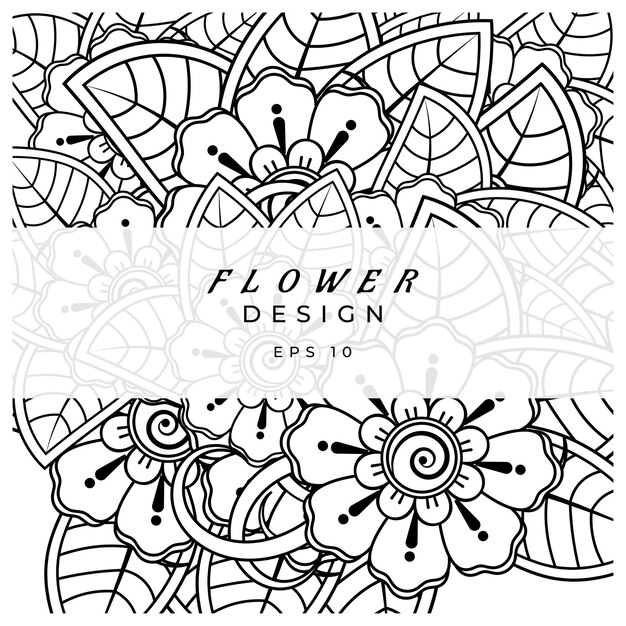 mehndi flor adorno decorativo en estilo étnico oriental doodle ornamento contorno dibujar a mano