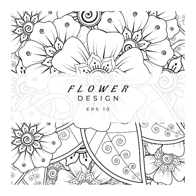 Mehndi flor adorno decorativo en estilo étnico oriental doodle ornamento contorno dibujar a mano