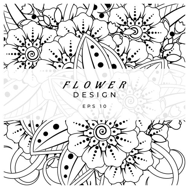 mehndi flor adorno decorativo en estilo étnico oriental doodle ornamento contorno dibujar a mano