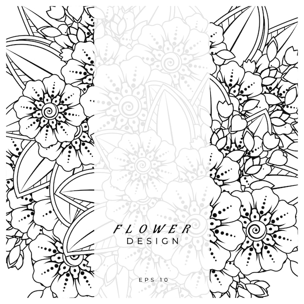 mehndi flor adorno decorativo en estilo étnico oriental doodle ornamento contorno dibujar a mano