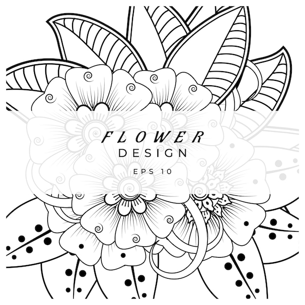 mehndi flor adorno decorativo en estilo étnico oriental doodle ornamento contorno dibujar a mano