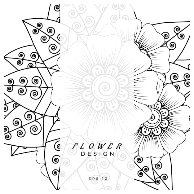 Vector mehndi flor adorno decorativo en estilo étnico oriental doodle ornamento contorno dibujar a mano