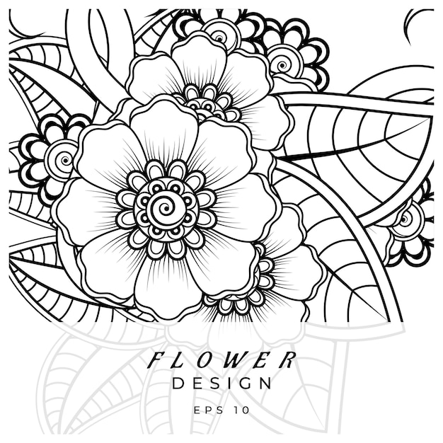 Mehndi flor adorno decorativo en estilo étnico oriental doodle ornamento contorno dibujar a mano