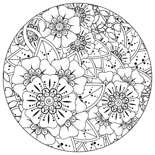 mehndi flor adorno decorativo en estilo étnico oriental doodle ornamento contorno dibujar a mano