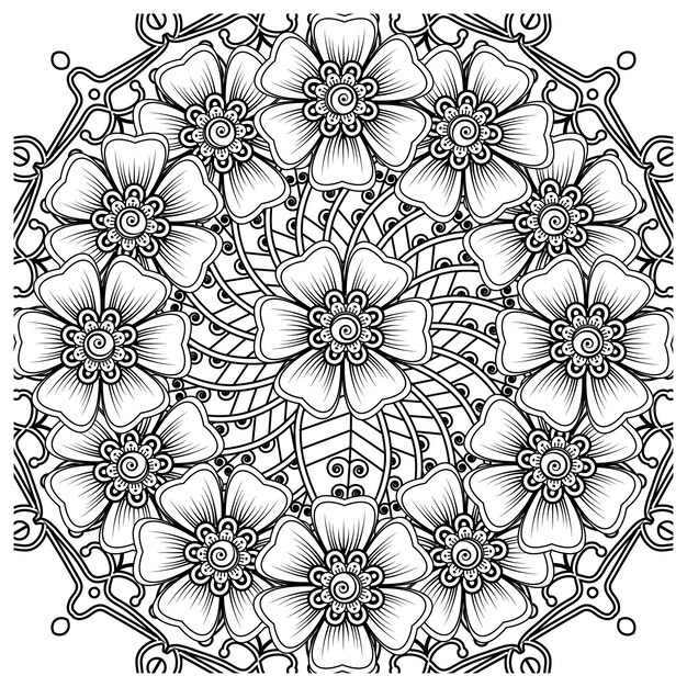mehndi flor adorno decorativo en estilo étnico oriental doodle ornamento contorno dibujar a mano