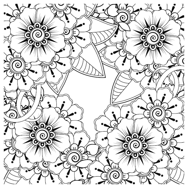 mehndi flor adorno decorativo en estilo étnico oriental doodle ornamento contorno dibujar a mano