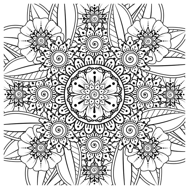 mehndi flor adorno decorativo en estilo étnico oriental doodle ornamento contorno dibujar a mano