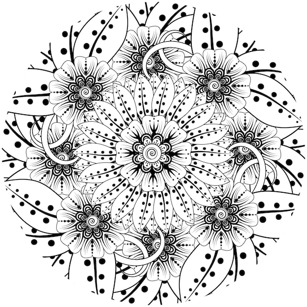 mehndi flor adorno decorativo en estilo étnico oriental doodle ornamento contorno dibujar a mano