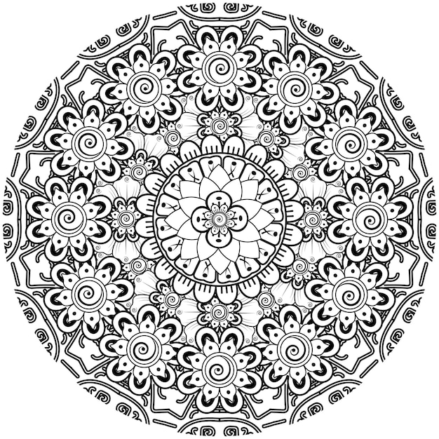mehndi flor adorno decorativo en estilo étnico oriental doodle ornamento contorno dibujar a mano