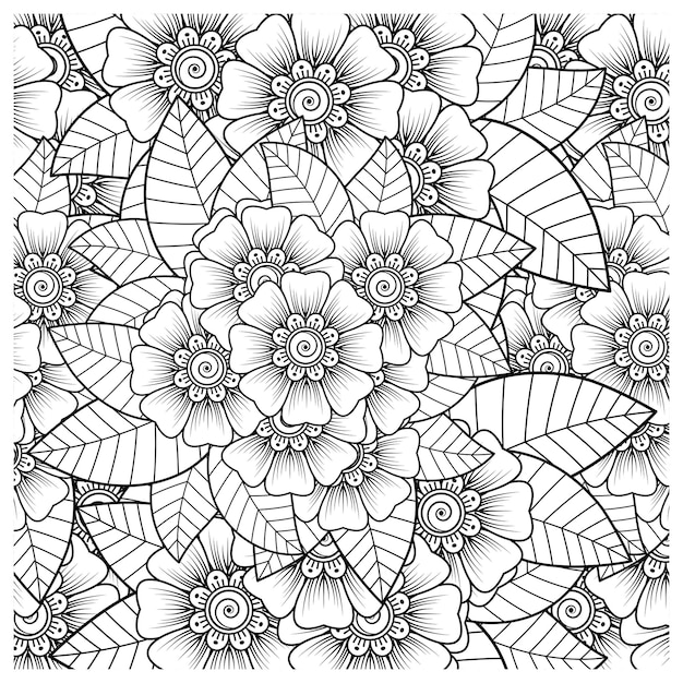 mehndi flor adorno decorativo en estilo étnico oriental doodle ornamento contorno dibujar a mano