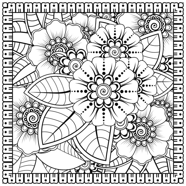 mehndi flor adorno decorativo en estilo étnico oriental doodle ornamento contorno dibujar a mano