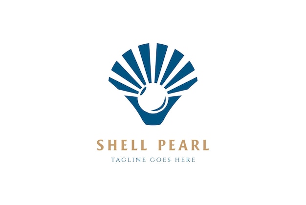 Mejillón de almeja de berberecho de ostra de vieira de concha de mar minimalista simple con perla para vector de diseño de logotipo de joyería