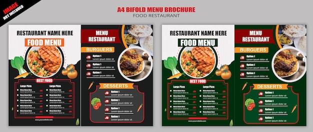 El mejor archivo vectorial de diseño de lista de comida de restaurante en folleto plegable