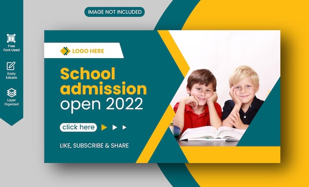 el mejor banner de miniaturas de video de YouTube de admisión escolar nuevo diseño 2022