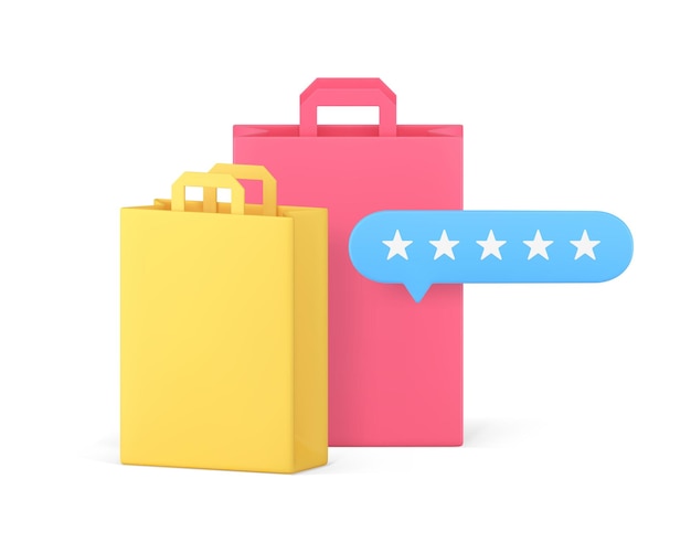 La mejor calificación de compras, la revisión del cliente, la recomendación de evaluación, el icono 3D, el vector realista.