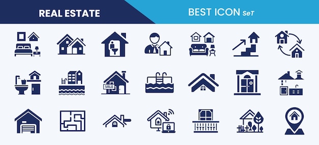 Mejor colección de conjuntos de iconos sólidos para bienes raíces