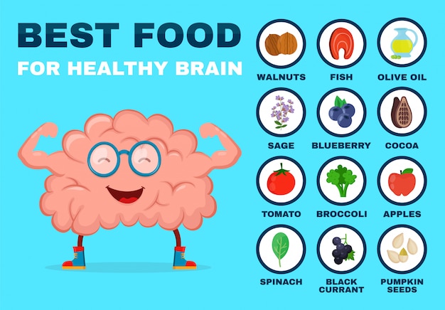 La mejor comida para un cerebro fuerte. Fuerte carácter cerebral saludable.