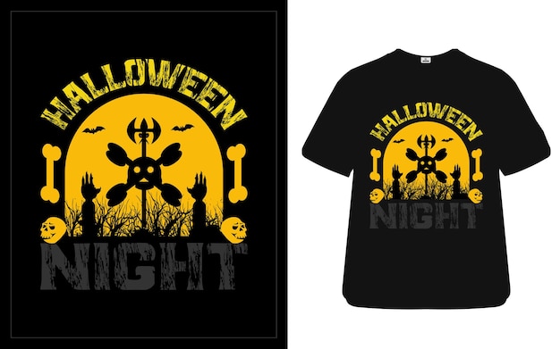 El mejor diseño de camiseta de la noche de Halloween con elementos.