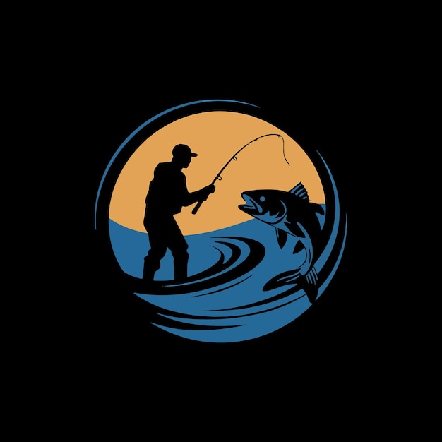 Mejor diseño de camiseta de pesca retro al atardecer