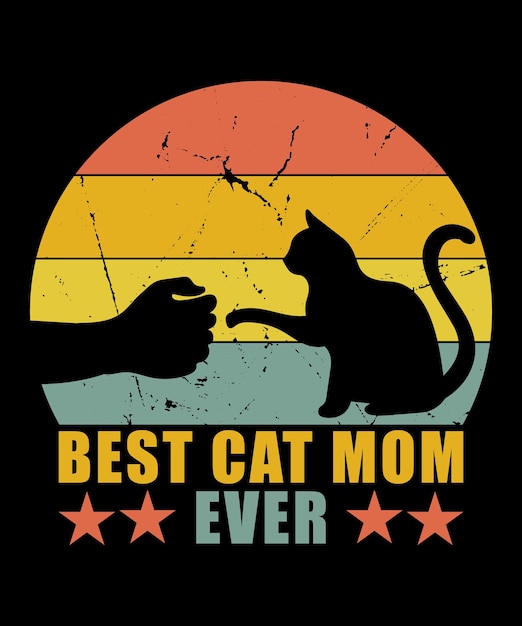 Vector el mejor diseño de camiseta vintage retro de cat mom ever