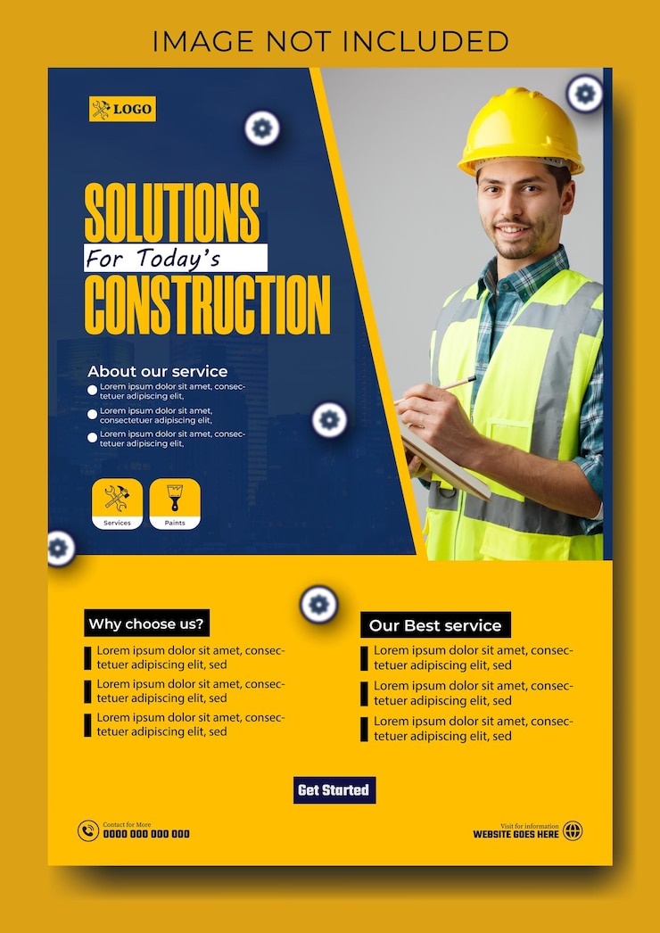 Vector mejor diseño de plantilla de volante de agencia de construcción