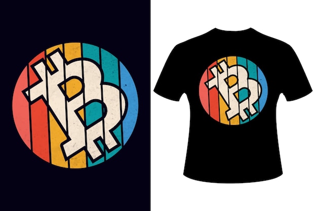 El mejor diseño retro vintage de camiseta de criptomoneda bitcoin BTC