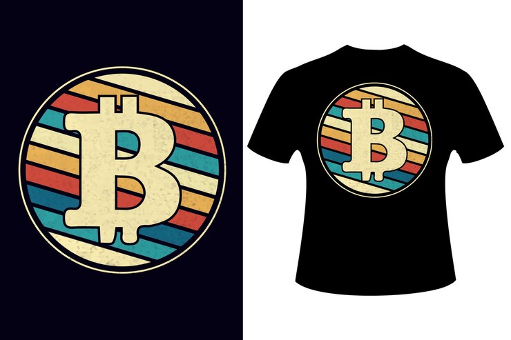 Vector el mejor diseño retro vintage de camiseta de criptomoneda bitcoin btc