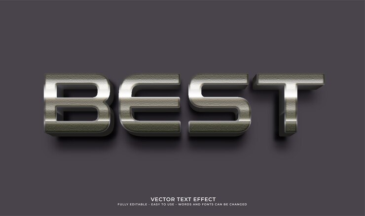 Vector mejor efecto de estilo de texto 3d de metal vectorial