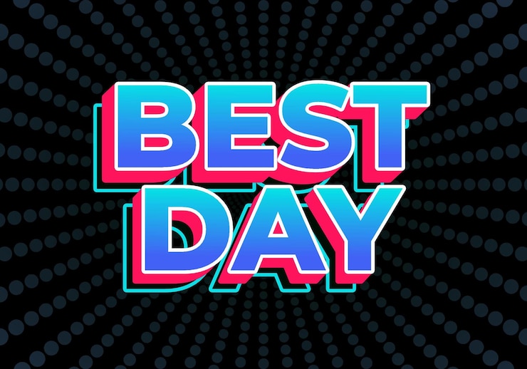 Vector mejor efecto de texto de día en color azul gradiente con aspecto 3d