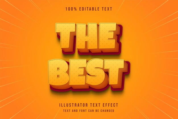 El mejor, efecto de texto editable en 3d, gradación amarilla, estilo cómico moderno naranja