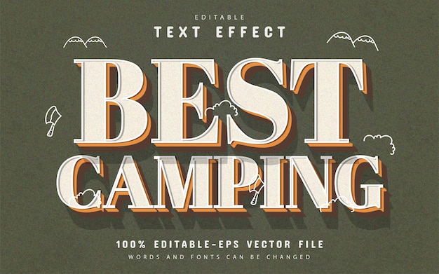 El mejor efecto de texto de estilo vintage retro para acampar