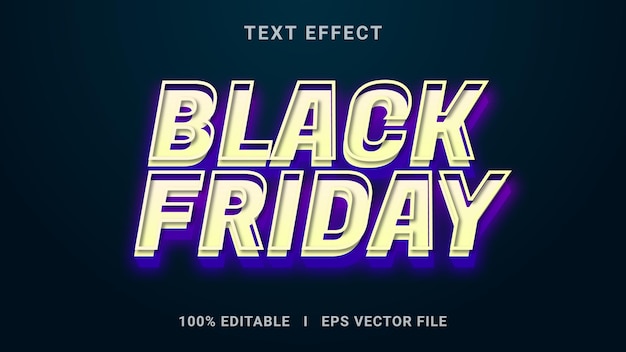 Mejor estilo gráfico vectorial de efecto de texto del Black Friday editable en 3D