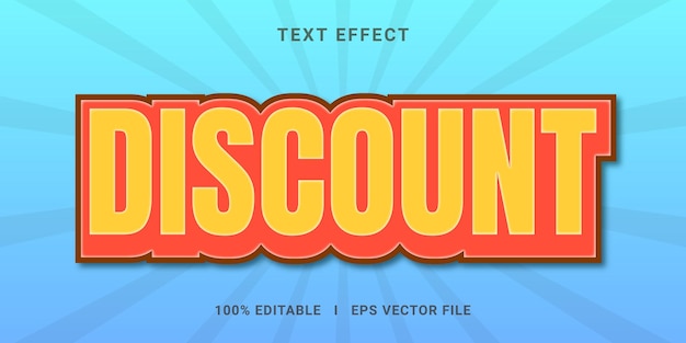 Mejor estilo gráfico vectorial de efecto de texto de descuento editable en 3D