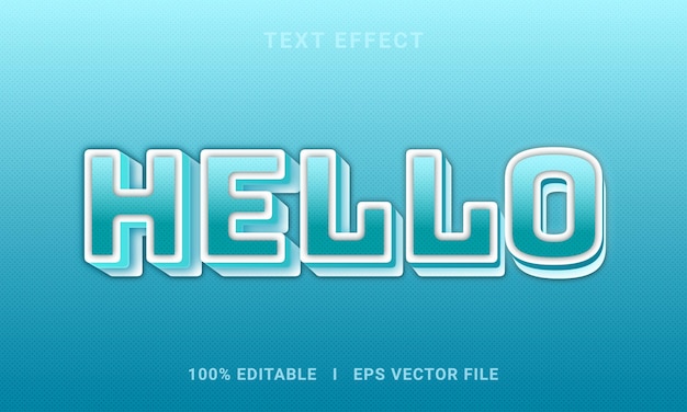 El mejor estilo gráfico vectorial de efecto de texto hola editable en 3D