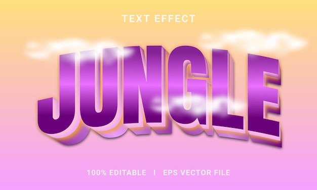 El mejor estilo gráfico vectorial de efecto de texto de jungla editable en 3D