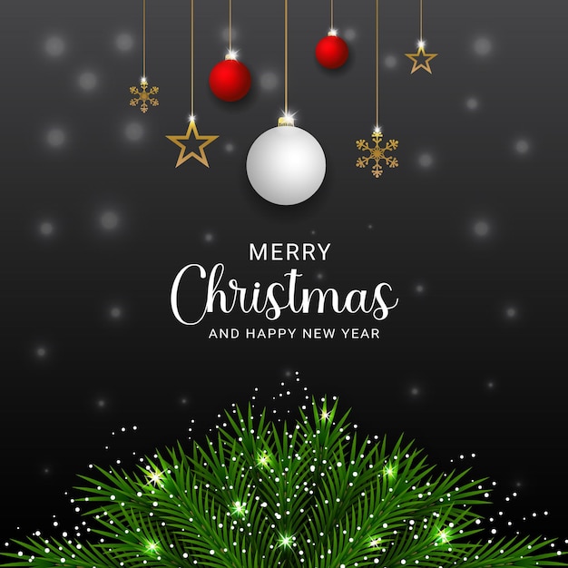 Mejor Feliz Navidad con plantilla de diseño de fondo de copos de nieve de hoja de Navidad