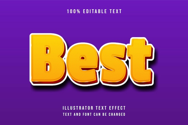 Mejor, gradación amarilla editable en 3D efecto de texto de patrón de puntos naranja estilo de sombra moderno