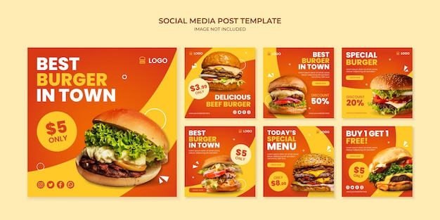 La mejor hamburguesa de la ciudad plantilla de publicación de instagram en redes sociales